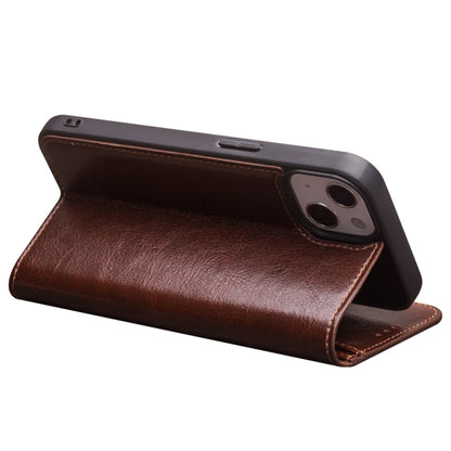 For iPhone 13 QIALINO Horizontal Flip Leather Case with Holder & Card Slots & Wallet(Brown) - iPhone 13 Cases by QIALINO | Online Shopping UK | buy2fix