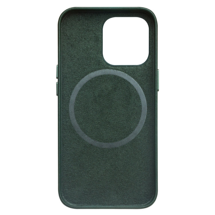 For iPhone 13 QIALINO Nappa Cowhide MagSafe Magnetic Protective Case(Dark Green) - iPhone 13 Cases by QIALINO | Online Shopping UK | buy2fix