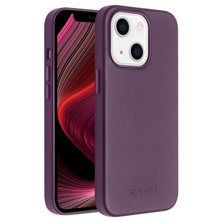 For iPhone 13 mini QIALINO Nappa Cowhide MagSafe Magnetic Protective Case (Purple Crystal) - iPhone 13 mini Cases by QIALINO | Online Shopping UK | buy2fix