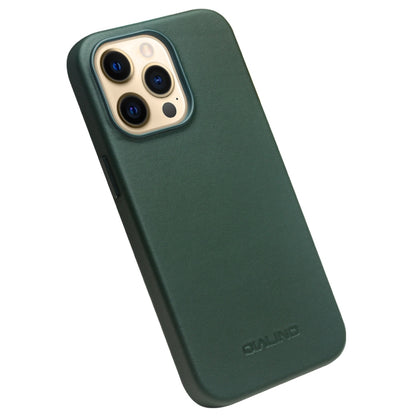 For iPhone 13 Pro QIALINO Nappa Cowhide MagSafe Magnetic Protective Case (Dark Green) - iPhone 13 Pro Cases by QIALINO | Online Shopping UK | buy2fix