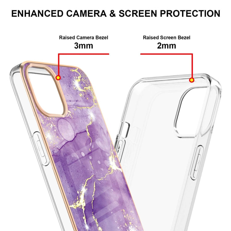 For iPhone 13 Pro Electroplating Marble Pattern Dual-side IMD TPU Shockproof Case (Purple 002) - iPhone 13 Pro Cases by buy2fix | Online Shopping UK | buy2fix