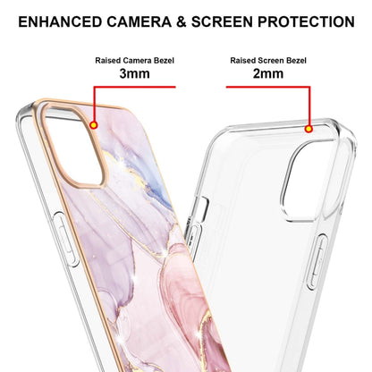 For iPhone 13 Pro Max Electroplating Marble Pattern Dual-side IMD TPU Shockproof Case (Rose Gold 005) - iPhone 13 Pro Max Cases by buy2fix | Online Shopping UK | buy2fix