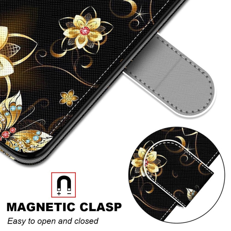 For Huawei P50 Coloured Drawing Cross Texture Horizontal Flip PU Leather Case with Holder & Card Slots & Wallet & Lanyard(Gold Diamond Butterfly) - Huawei Cases by buy2fix | Online Shopping UK | buy2fix