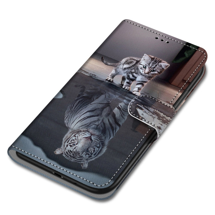 For OPPO A54 5G / A74 5G / A93 5G / A93s 5G Coloured Drawing Cross Texture Horizontal Flip PU Leather Case with Holder & Card Slots & Wallet & Lanyard(Cat Becomes Tiger) - OPPO Cases by buy2fix | Online Shopping UK | buy2fix