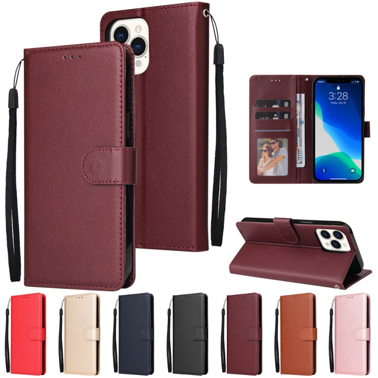 For iPhone 13 Pro Max Multifunctional Horizontal Flip Leather Case, with Three Card Slot & Holder & Photo Frame & Lanyard (Rose Gold) - iPhone 13 Pro Max Cases by buy2fix | Online Shopping UK | buy2fix