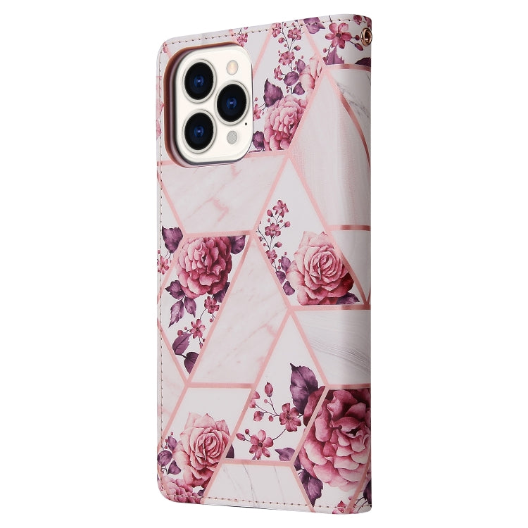 For iPhone 13 Pro Max Marble Bronzing Stitching Horizontal Flip PU Leather Case with Holder & Card Slots & Wallet & Photo Frame (Rose Gold) - iPhone 13 Pro Max Cases by buy2fix | Online Shopping UK | buy2fix