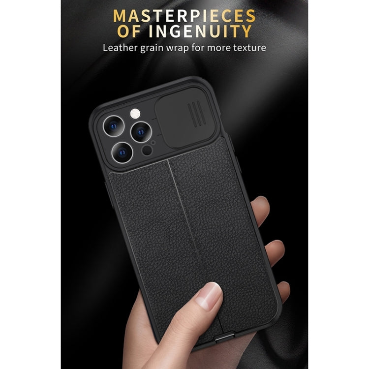 For iPhone 13 Pro Max Litchi Texture Sliding Camshield TPU Protective Case (Black) - iPhone 13 Pro Max Cases by buy2fix | Online Shopping UK | buy2fix