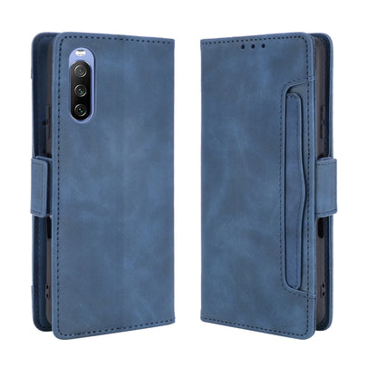 For Sony Xperia 10 III Skin Feel Calf Pattern Horizontal Flip Leather Case with Holder & Card Slots & Photo Frame(Blue) - Sony Cases by buy2fix | Online Shopping UK | buy2fix