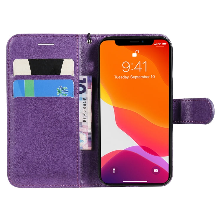 For iPhone 13 mini Pure Color Horizontal Flip Leather Case with Holder & Card Slots & Wallet & Lanyard (Purple) - iPhone 13 mini Cases by buy2fix | Online Shopping UK | buy2fix