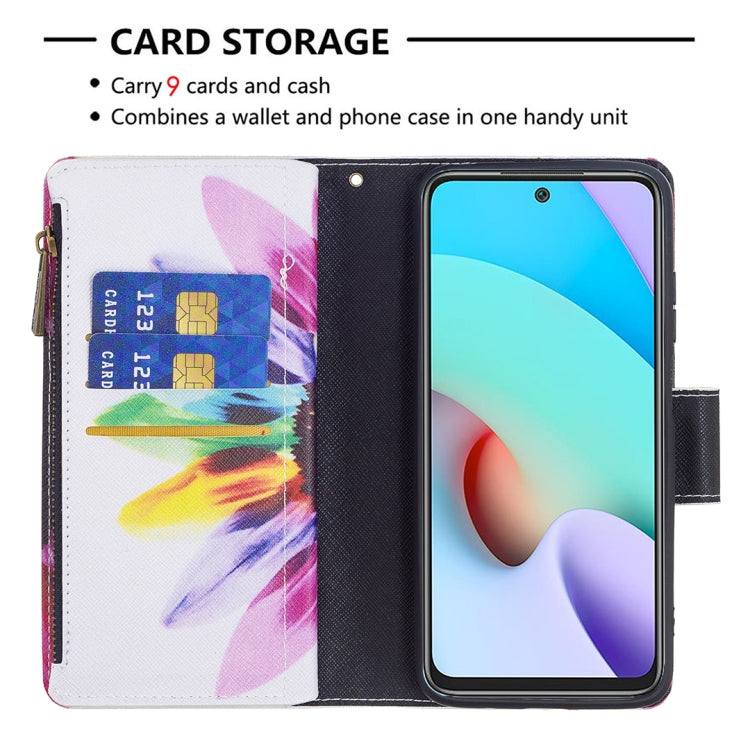 For Xiaomi Redmi 10 Colored Drawing Pattern Zipper Horizontal Flip Leather Case with Holder & Card Slots & Wallet(Sun Flower) - Xiaomi Cases by buy2fix | Online Shopping UK | buy2fix