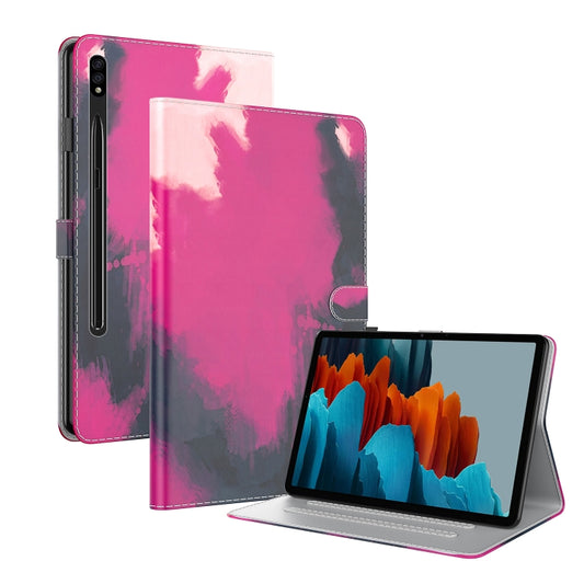 For Samsung Galaxy Tab S8+ / Tab S8 Plus /  Tab S7 FE / Tab S7+ 12.4 inch T970 / T976B Voltage Watercolor Pattern Skin Feel Magnetic Horizontal Flip PU Leather Case with Holder & Card Slots & Photo Frame(Berry) - Galaxy Tab S8+ Cases by buy2fix | Online Shopping UK | buy2fix