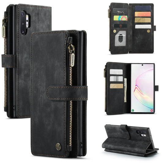 For Samsung Galaxy Note10+ CaseMe-C30 PU + TPU Multifunctional Horizontal Flip Leather Case with Holder & Card Slot & Wallet & Zipper Pocket(Black) - Galaxy Phone Cases by CaseMe | Online Shopping UK | buy2fix