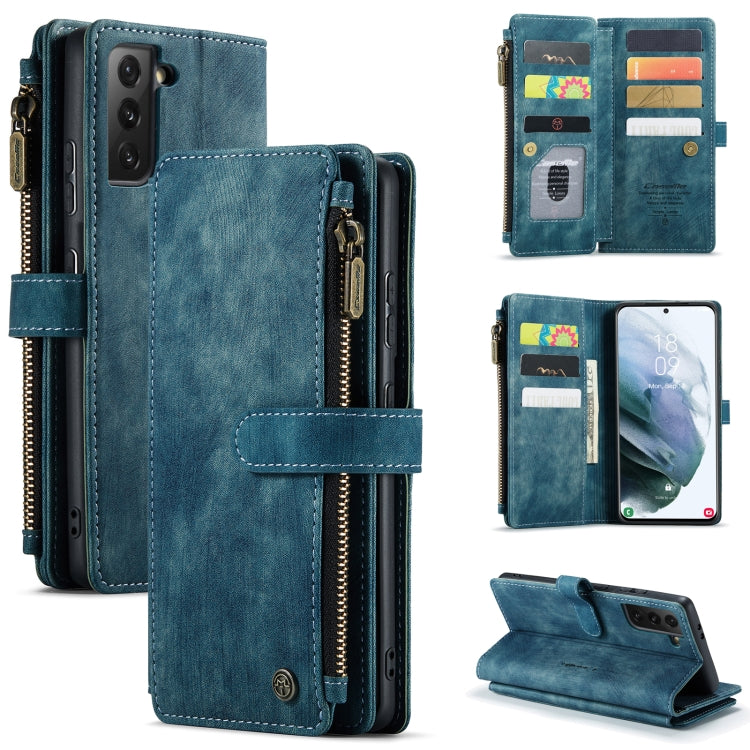 For Samsung Galaxy S21 5G CaseMe-C30 PU + TPU Multifunctional Horizontal Flip Leather Case with Holder & Card Slot & Wallet & Zipper Pocket(Blue) - Galaxy S21 5G Cases by CaseMe | Online Shopping UK | buy2fix