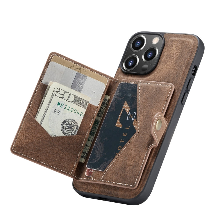 For iPhone 13 mini JEEHOOD Retro Magnetic Detachable Protective Case with Wallet & Card Slot & Holder (Brown) - iPhone 13 mini Cases by JEEHOOD | Online Shopping UK | buy2fix