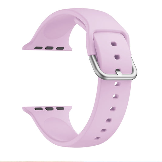 Single-color Silicone Buckle Strap Watch Band For Apple Watch Ultra 49mm&Watch Ultra 2 49mm / Series 9&8&7 45mm / SE 3&SE 2&6&SE&5&4 44mm / 3&2&1 42mm(Lavender) - Watch Bands by buy2fix | Online Shopping UK | buy2fix