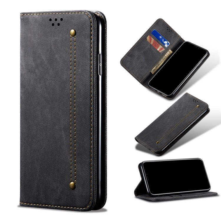 For Xiaomi 11T Pro Denim Texture Casual Style Horizontal Flip Leather Case with Holder & Card Slots & Wallet(Black) - Xiaomi Cases by buy2fix | Online Shopping UK | buy2fix