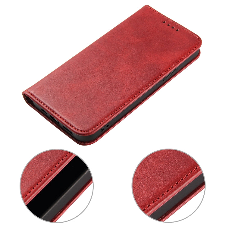 For iPhone 12 mini Calf Texture Magnetic Horizontal Flip Leather Case with Holder & Card Slots & Wallet (Red) - iPhone 12 mini Cases by buy2fix | Online Shopping UK | buy2fix