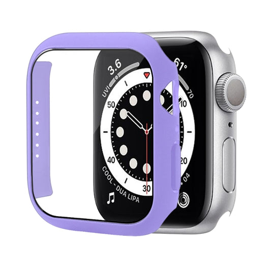 Shockproof PC Protective Case with Tempered Glass Film For Apple Watch Series 8 / 7 45mm(Purple) - Watch Cases by buy2fix | Online Shopping UK | buy2fix