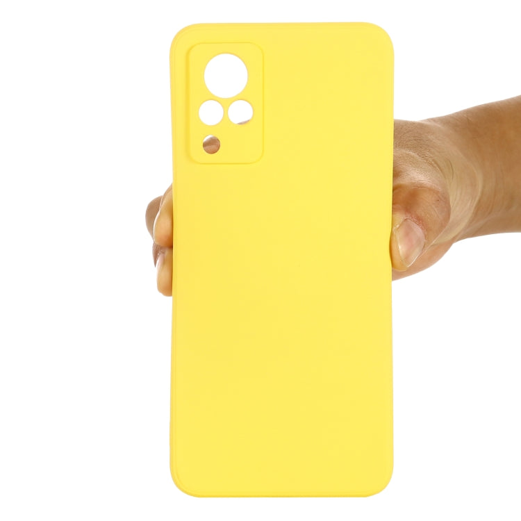 For vivo V21 5G / 4G Solid Color Liquid Silicone Shockproof Full Coverage Protective Case(Yellow) - vivo Cases by buy2fix | Online Shopping UK | buy2fix