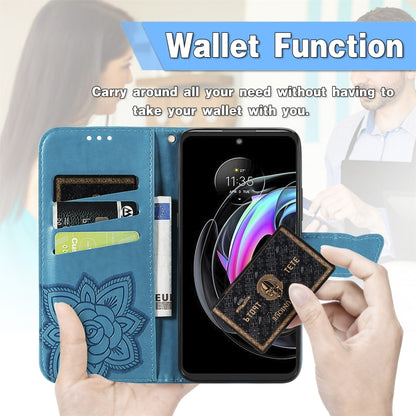 For Motorola Moto Edge 20 Lite Butterfly Love Flower Embossed Horizontal Flip Leather Case with Holder & Card Slots & Wallet & Lanyard(Blue) - Motorola Cases by buy2fix | Online Shopping UK | buy2fix