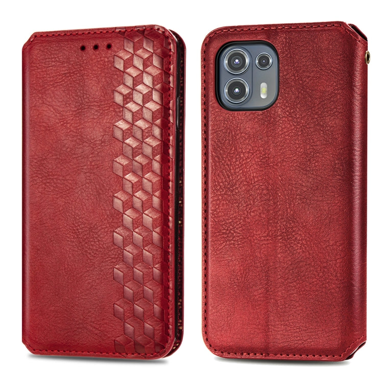 For Motorola Edge 20 Lite Cubic Grid Pressed Horizontal Flip Magnetic PU Leather Case with Holder & Card Slots & Wallet(Red) - Motorola Cases by buy2fix | Online Shopping UK | buy2fix