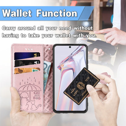 For Blackview A100 Lovely Cat and Dog Embossing Pattern Horizontal Flip Leather Case , with Holder & Card Slots & Wallet & Cartoon Clasp & Lanyard(Rose Gold) - More Brand by buy2fix | Online Shopping UK | buy2fix