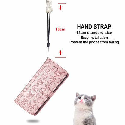 For Motorola Moto Edge 20 Lite Lovely Cat and Dog Embossing Pattern Horizontal Flip Leather Case , with Holder & Card Slots & Wallet & Cartoon Clasp & Lanyard(Rose Gold) - Motorola Cases by buy2fix | Online Shopping UK | buy2fix