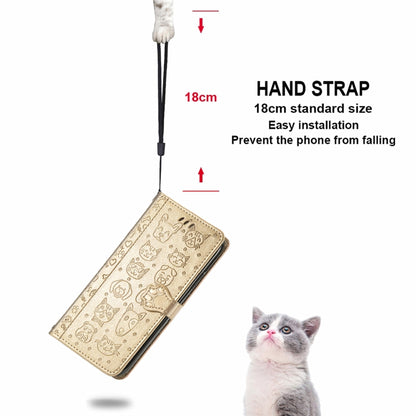 For Motorola Moto Edge 20 Lovely Cat and Dog Embossing Pattern Horizontal Flip Leather Case , with Holder & Card Slots & Wallet & Cartoon Clasp & Lanyard(Gold) - Motorola Cases by buy2fix | Online Shopping UK | buy2fix