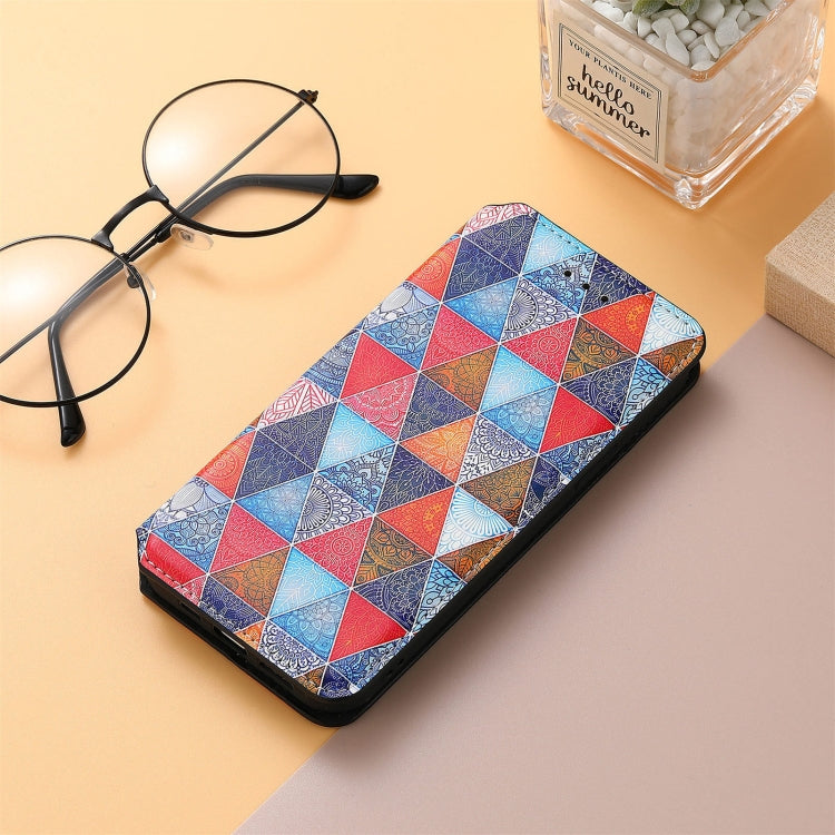 For Motorola Edge 20 Pro Colorful Magnetic Horizontal Flip PU Leather Case with Holder & Card Slot & Wallet(Rhombus) - Motorola Cases by buy2fix | Online Shopping UK | buy2fix