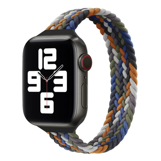 Small Waist Single Loop Nylon Braid Watch Band For Apple Watch Ultra 49mm&Watch Ultra 2 49mm / Series 9&8&7 45mm / SE 3&SE 2&6&SE&5&4 44mm / 3&2&1 42mm, Szie: XS 135mm(Cowboy Colorful) - Watch Bands by buy2fix | Online Shopping UK | buy2fix