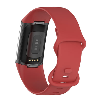 For Fitbit Charge 5 Silicone Watch Band, Size:S(Official Red) - Watch Bands by buy2fix | Online Shopping UK | buy2fix