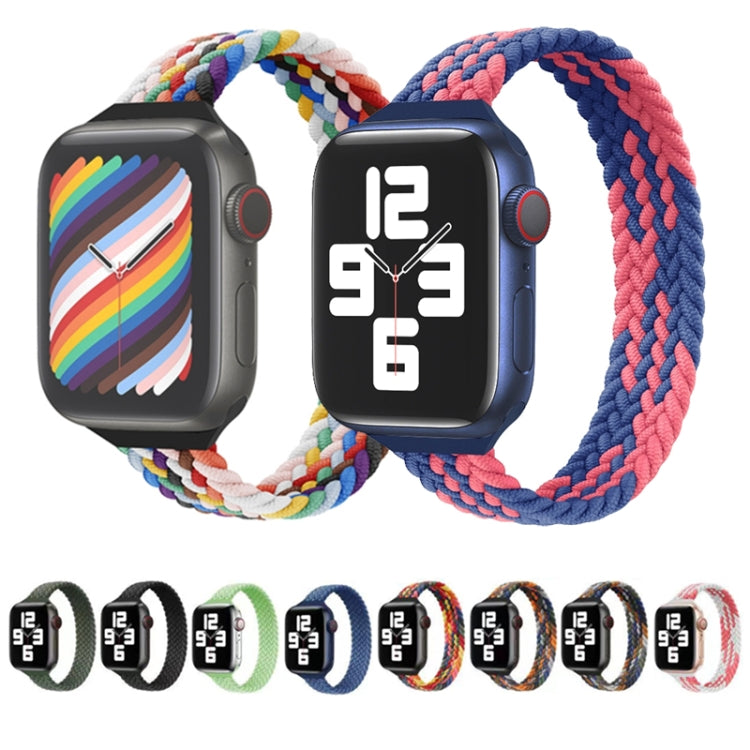 Small Waist Single Loop Nylon Braid Watch Band For Apple Watch Ultra 49mm&Watch Ultra 2 49mm / Series 9&8&7 45mm / SE 3&SE 2&6&SE&5&4 44mm / 3&2&1 42mm, Size:S 145mm(Z Pattern-Blue Pink) - Watch Bands by buy2fix | Online Shopping UK | buy2fix