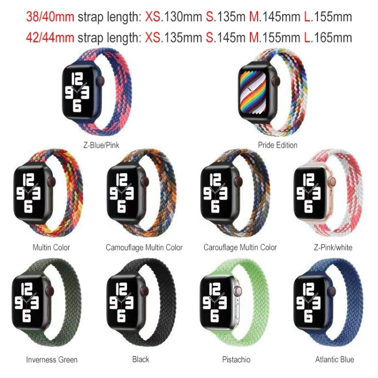 Small Waist Single Loop Nylon Braid Watch Band For Apple Watch Ultra 49mm&Watch Ultra 2 49mm / Series 9&8&7 45mm / SE 3&SE 2&6&SE&5&4 44mm / 3&2&1 42mm, Size:S 145mm(Z Pattern-Pink White) - Watch Bands by buy2fix | Online Shopping UK | buy2fix