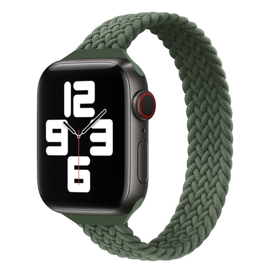 Small Waist Single Loop Nylon Braid Watch Band For Apple Watch Ultra 49mm&Watch Ultra 2 49mm / Series 9&8&7 45mm / SE 3&SE 2&6&SE&5&4 44mm / 3&2&1 42mm, Size:M 155mm(Dark Olive Green) - Watch Bands by buy2fix | Online Shopping UK | buy2fix