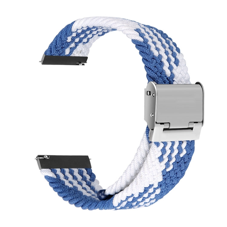 22mm Universal Metal Buckle Nylon Braided Watch Band(Z Blue White) - 22mm Bands by buy2fix | Online Shopping UK | buy2fix