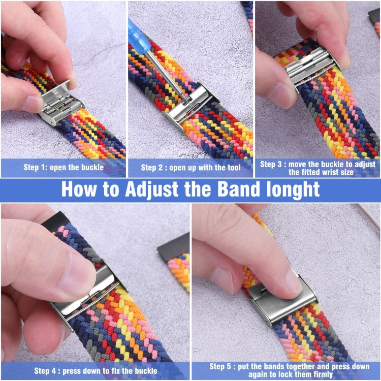 22mm Universal Metal Buckle Nylon Braided Watch Band(Z Blue White) - 22mm Bands by buy2fix | Online Shopping UK | buy2fix