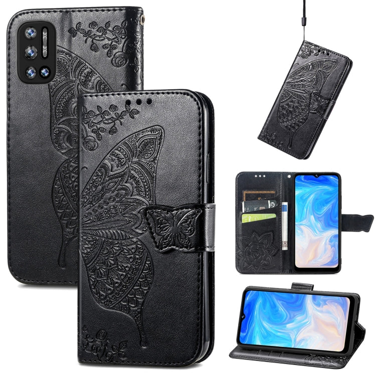 For DOOGEE N40 Pro Butterfly Love Flowers Embossed Horizontal Flip Leather Case with Holder & Card Slots & Wallet & Lanyard(Black) - More Brand by buy2fix | Online Shopping UK | buy2fix