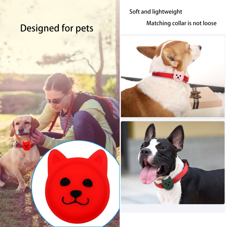 Hanhan Smiley Cute Cartoon Pet Collar Anti-lost Tracker Silicone Case For AirTag(Red) - Pet Series by Mutural | Online Shopping UK | buy2fix