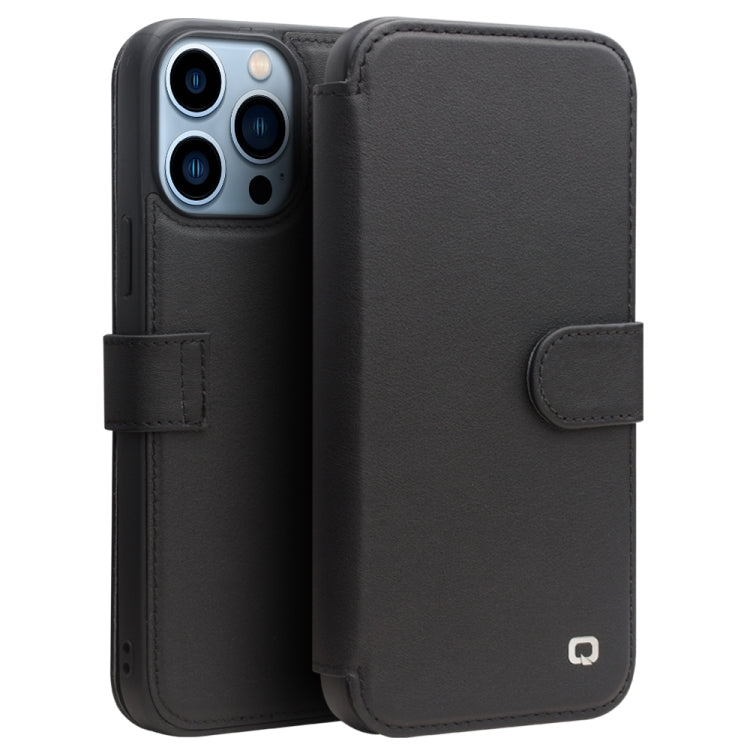For iPhone 13 Pro QIALINO Magnetic Buckle Phone Leather Case with Card Slot (Black) - iPhone 13 Pro Cases by QIALINO | Online Shopping UK | buy2fix