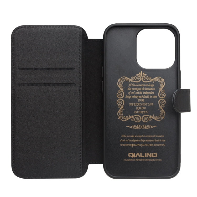 For iPhone 13 Pro QIALINO Magnetic Buckle Phone Leather Case with Card Slot (Black) - iPhone 13 Pro Cases by QIALINO | Online Shopping UK | buy2fix
