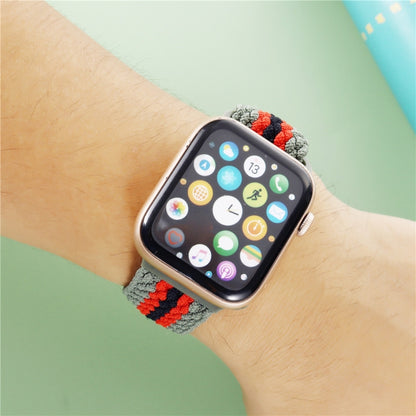 Adjustable Striped Woven Nylon Strap Watch Band For Apple Watch Ultra 49mm&Watch Ultra 2 49mm / Series 9&8&7 45mm / SE 3&SE 2&6&SE&5&4 44mm / 3&2&1 42mm(Black Red) - Watch Bands by buy2fix | Online Shopping UK | buy2fix