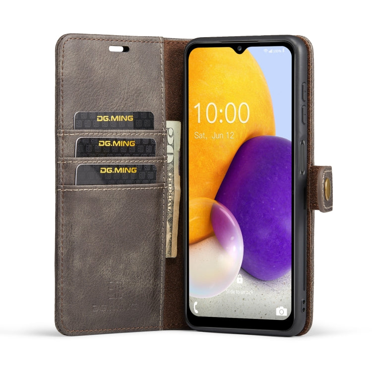 For Samsung Galaxy A13 4G DG.MING Crazy Horse Texture Detachable Magnetic Leather Phone Case(Grey) - Galaxy Phone Cases by DG.MING | Online Shopping UK | buy2fix