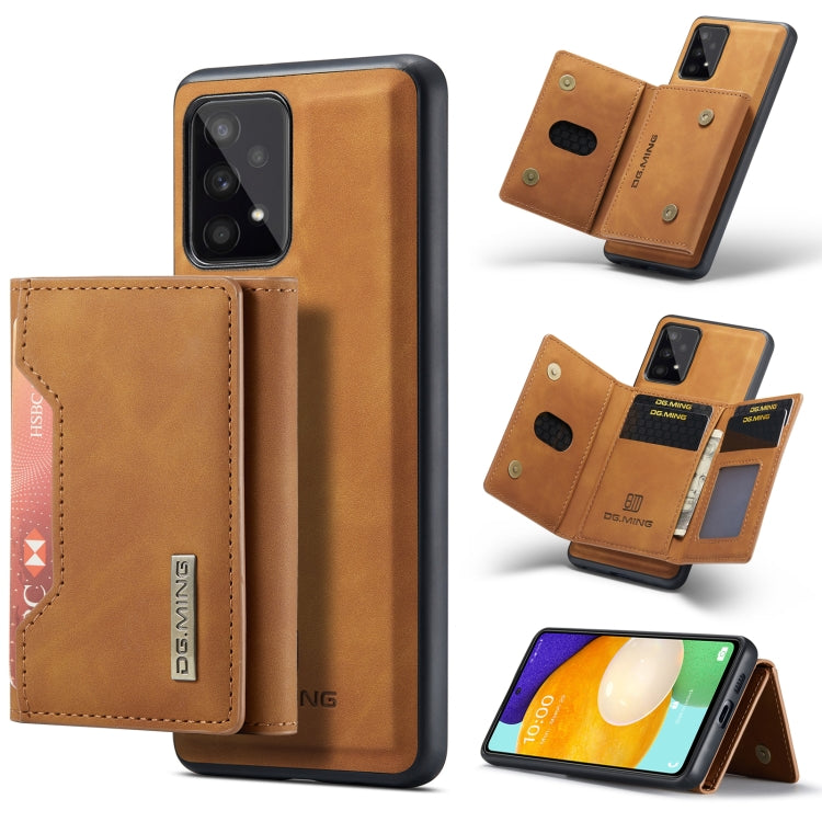 For Samsung Galaxy A53 5G DG.MING M2 Series 3-Fold Multi Card Bag Phone Case(Brown) - Galaxy Phone Cases by DG.MING | Online Shopping UK | buy2fix