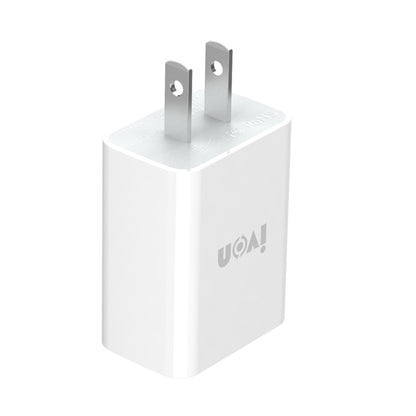 IVON AD-33 2 in 1 2.1A Single USB Port Travel Charger + 1m USB to USB-C / Type-C Data Cable Set, US Plug(White) - USB Charger by IVON | Online Shopping UK | buy2fix