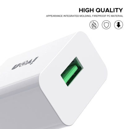 IVON AD-35 2 in 1 18W QC3.0 USB Port Travel Charger + 1m USB to USB-C / Type-C Data Cable Set, US Plug(White) - USB Charger by IVON | Online Shopping UK | buy2fix