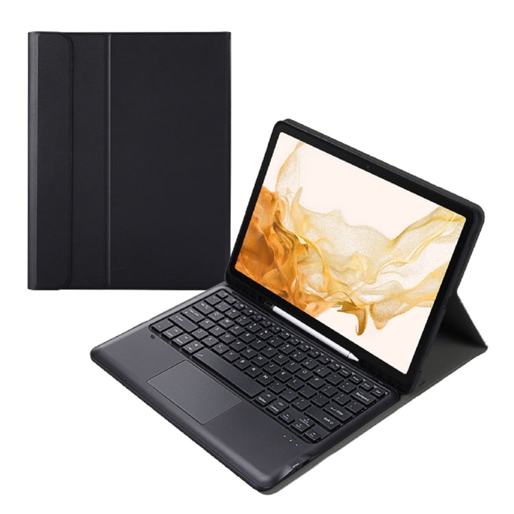 A800B-A Split Bluetooth Keyboard Leather Case with Holder & Pen Slot & Touchpad For Samsung Galaxy Tab S8+ X800(Black) - Samsung Keyboard by buy2fix | Online Shopping UK | buy2fix