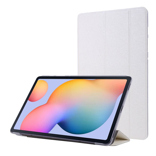 For Samsung Galaxy Tab S8 / Tab S7 Silk Texture Flip Leather Tablet Case(White) - Galaxy Tab S8 Cases by buy2fix | Online Shopping UK | buy2fix