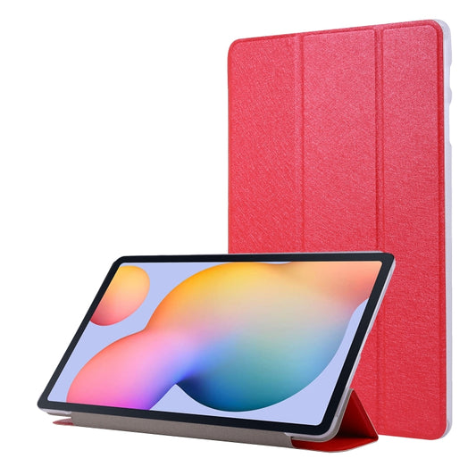 For Samsung Galaxy Tab S8 / Tab S7 Silk Texture Flip Leather Tablet Case(Red) - Galaxy Tab S8 Cases by buy2fix | Online Shopping UK | buy2fix