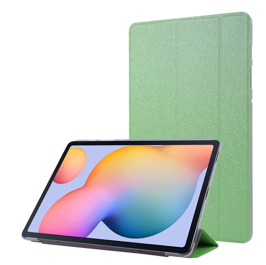 For Samsung Galaxy Tab S8+ / Tab S7+ Silk Texture Flip Leather Tablet Case(Green) - Galaxy Tab S8 Cases by buy2fix | Online Shopping UK | buy2fix