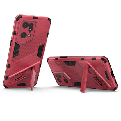 For OPPO Find X5 Pro Punk Armor 2 in 1 PC + TPU Shockproof Phone Case with Invisible Holder(Light Red) - OPPO Cases by buy2fix | Online Shopping UK | buy2fix